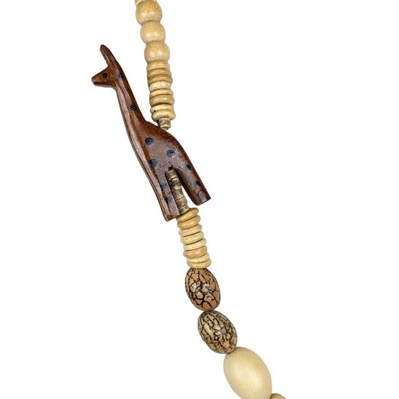 Vintage Hand Carved Wooden Animal Safari Necklace - Picture 4 of 11